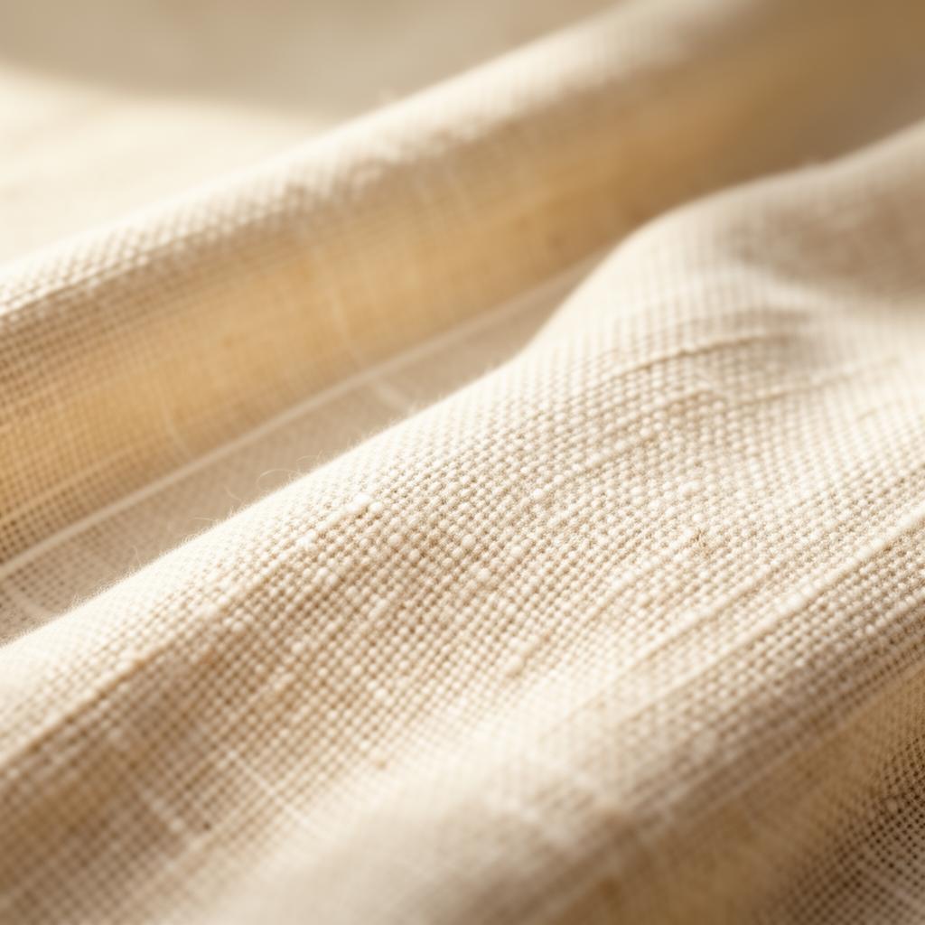 Macro view of soft cream linen book cover fabric
